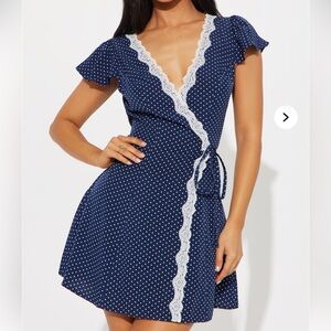 Fashion Nova polka dot mini wrap dress